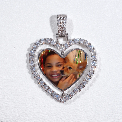 3D Spinning 2-Faced Heart Custom Picture Pendant