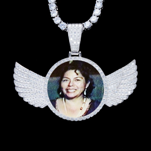 925S & VVS Moissanite 3D Wing Custom Picture Pendant