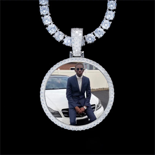 925S & VVS Moissanite 3D Circle Custom Picture Pendant