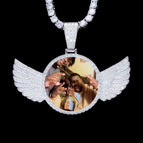 925S & VVS Moissanite 3D Wing Custom Picture Pendant