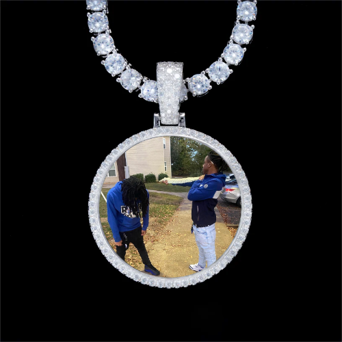 925S & VVS Moissanite 3D Circle Custom Picture Pendant