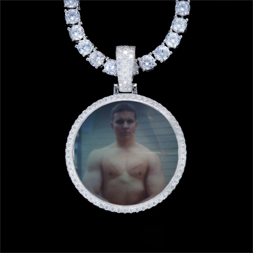925S & VVS Moissanite 3D Circle Custom Picture Pendant