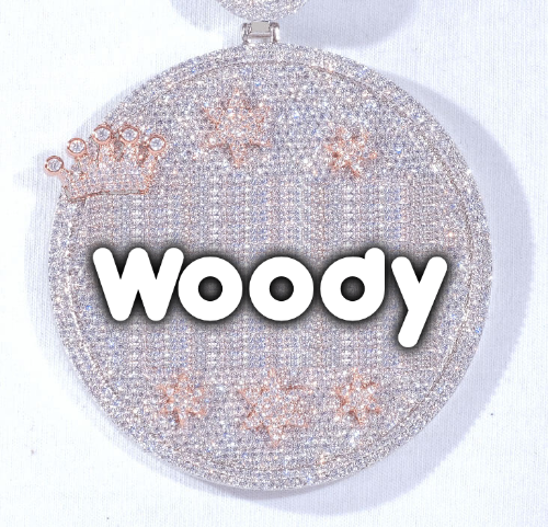 CUSTOM LETTER NECKLACE 3D BIG CROWN DISC