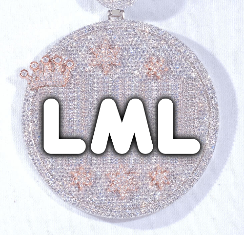 CUSTOM LETTER NECKLACE 3D BIG CROWN DISC