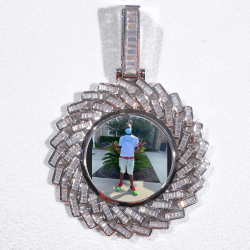 Large 3D Baguette Custom Picture Pendant