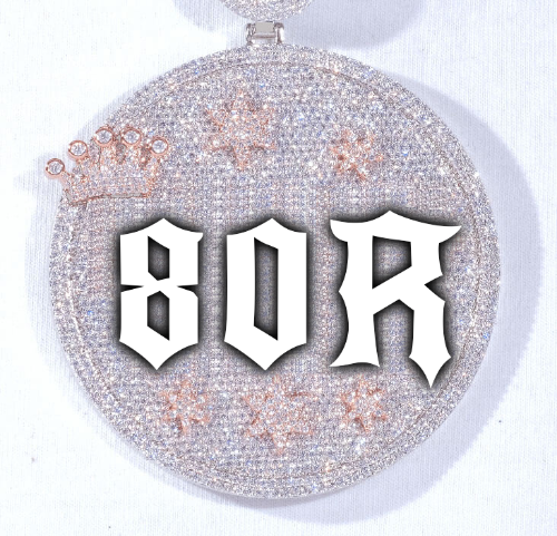 CUSTOM LETTER NECKLACE 3D BIG CROWN DISC
