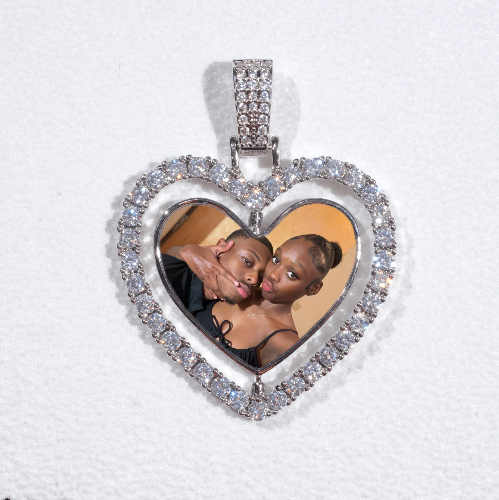 3D Spinning 2-Faced Heart Custom Picture Pendant