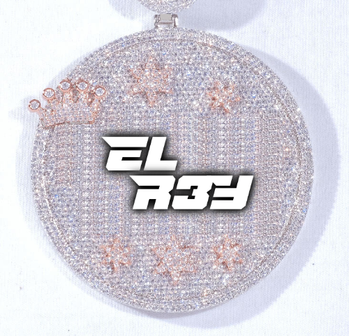 CUSTOM LETTER NECKLACE 3D BIG CROWN DISC