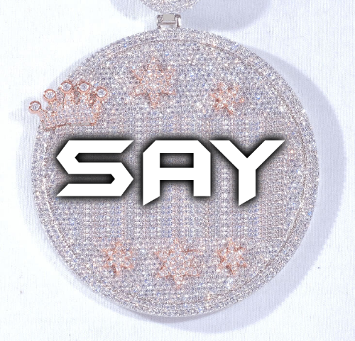 CUSTOM LETTER NECKLACE 3D BIG CROWN DISC