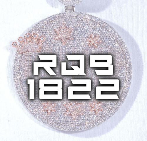CUSTOM LETTER NECKLACE 3D BIG CROWN DISC