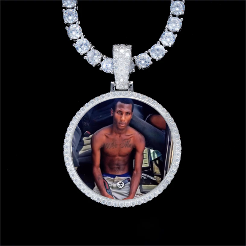 925S & VVS Moissanite 3D Circle Custom Picture Pendant