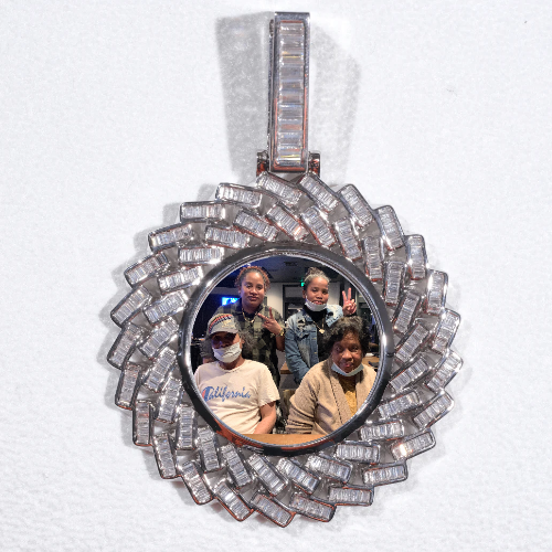Large 3D Baguette Custom Picture Pendant