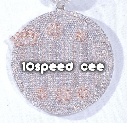 CUSTOM LETTER NECKLACE 3D BIG CROWN DISC