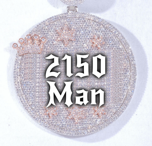 CUSTOM LETTER NECKLACE 3D BIG CROWN DISC