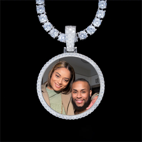 925S & VVS Moissanite 3D Circle Custom Picture Pendant