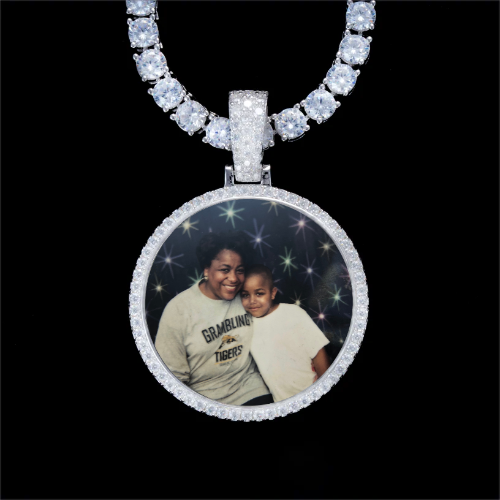 925S & VVS Moissanite 3D Circle Custom Picture Pendant