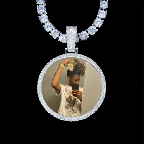 925S & VVS Moissanite 3D Circle Custom Picture Pendant