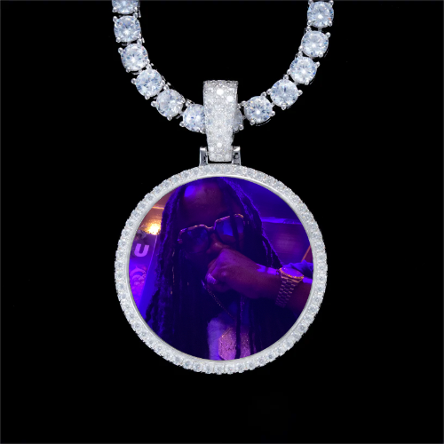 925S & VVS Moissanite 3D Circle Custom Picture Pendant