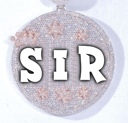 CUSTOM LETTER NECKLACE 3D BIG CROWN DISC