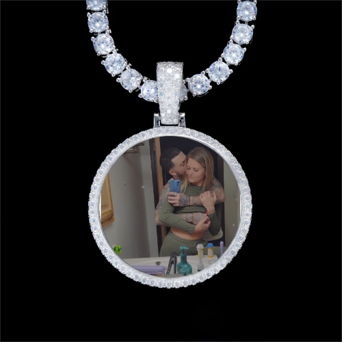 925S & VVS Moissanite 3D Circle Custom Picture Pendant