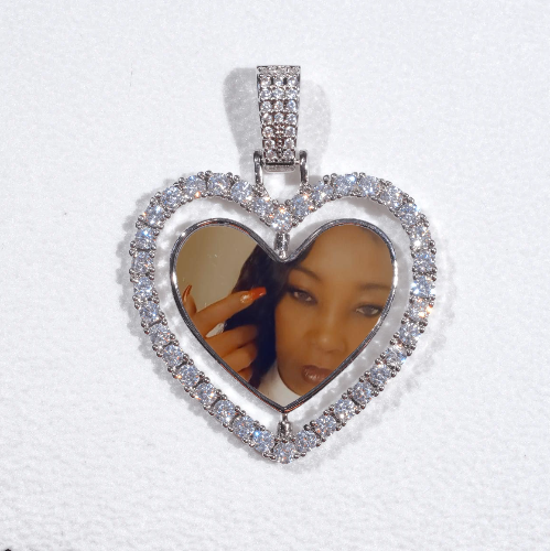3D Spinning 2-Faced Heart Custom Picture Pendant