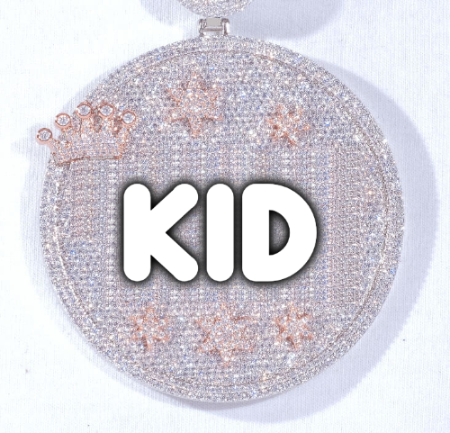 CUSTOM LETTER NECKLACE 3D BIG CROWN DISC