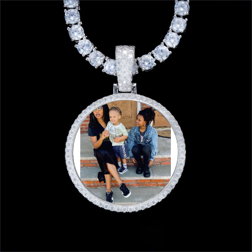 925S & VVS Moissanite 3D Circle Custom Picture Pendant