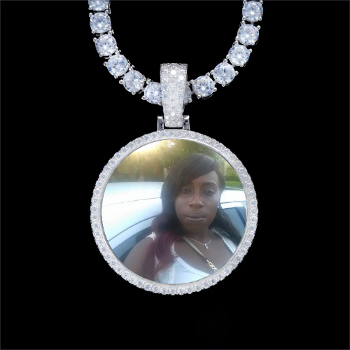 925S & VVS Moissanite 3D Circle Custom Picture Pendant