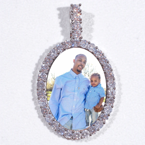 Large 3D Oval Custom Picture Pendant