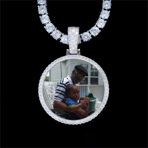 925S & VVS Moissanite 3D Circle Custom Picture Pendant