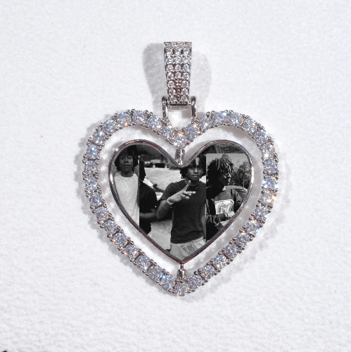 3D Spinning 2-Faced Heart Custom Picture Pendant