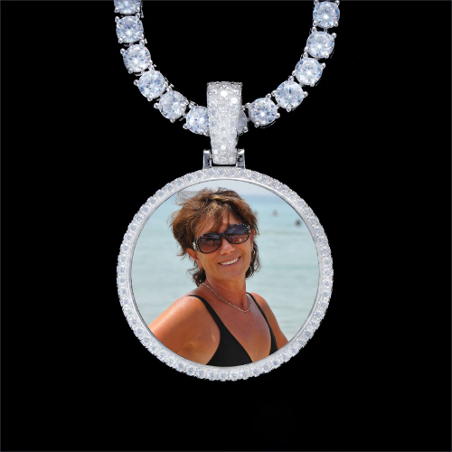 925S & VVS Moissanite 3D Circle Custom Picture Pendant