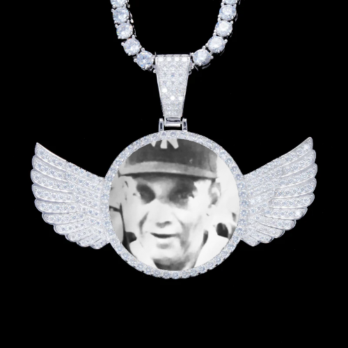 925S & VVS Moissanite 3D Wing Custom Picture Pendant