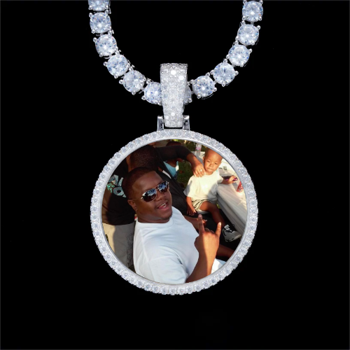 925S & VVS Moissanite 3D Circle Custom Picture Pendant