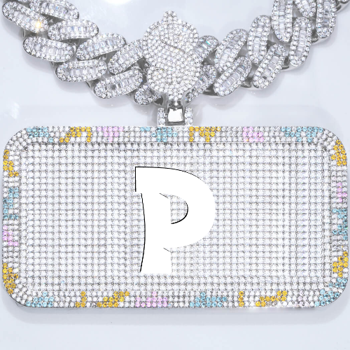 CUSTOM LETTER NECKLACE 3D COLORFUL SQUARE