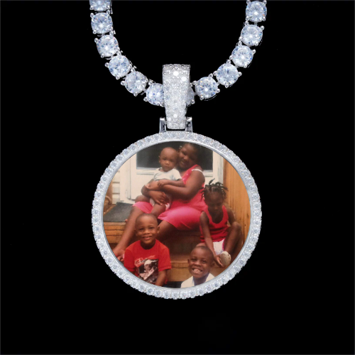 925S & VVS Moissanite 3D Circle Custom Picture Pendant