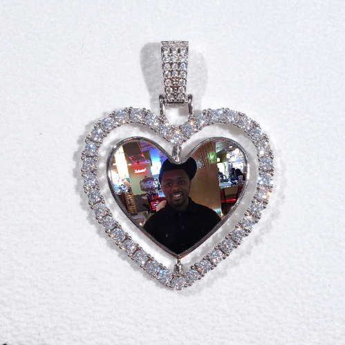 3D Spinning 2-Faced Heart Custom Picture Pendant