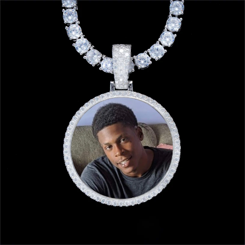 925S & VVS Moissanite 3D Circle Custom Picture Pendant