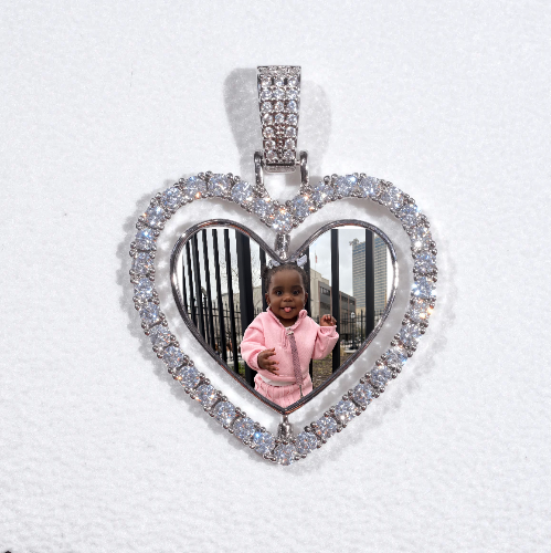 3D Spinning 2-Faced Heart Custom Picture Pendant