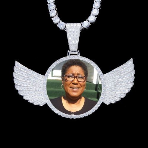 925S & VVS Moissanite 3D Wing Custom Picture Pendant