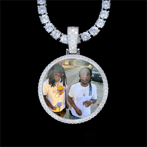 925S & VVS Moissanite 3D Circle Custom Picture Pendant