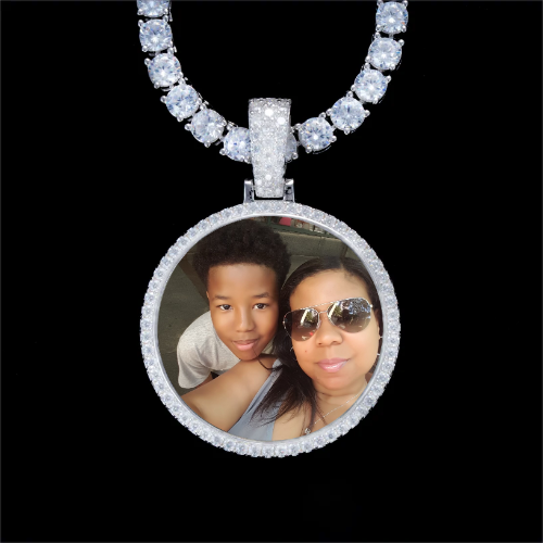 925S & VVS Moissanite 3D Circle Custom Picture Pendant