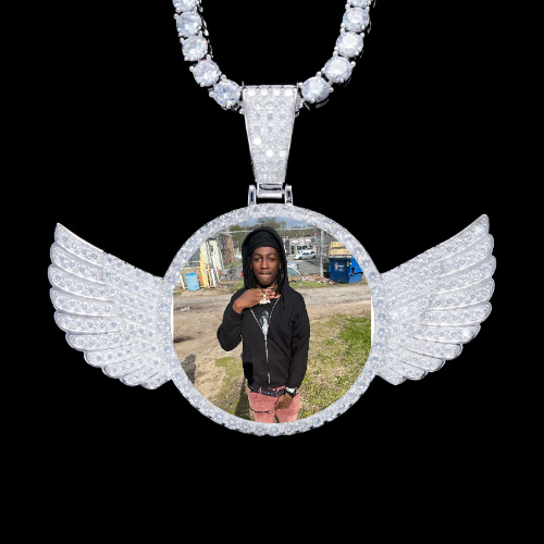 925S & VVS Moissanite 3D Wing Custom Picture Pendant