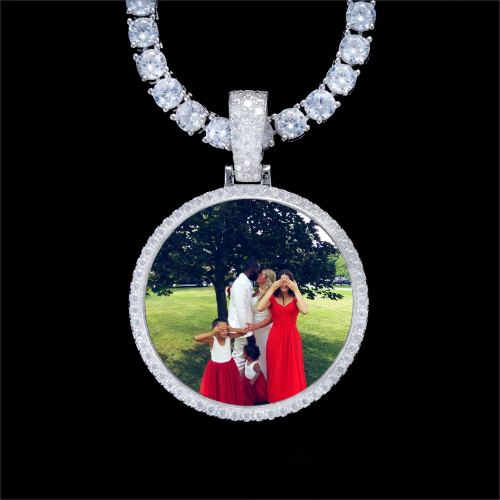 925S & VVS Moissanite 3D Circle Custom Picture Pendant