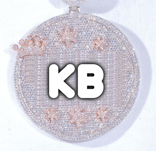 CUSTOM LETTER NECKLACE 3D BIG CROWN DISC
