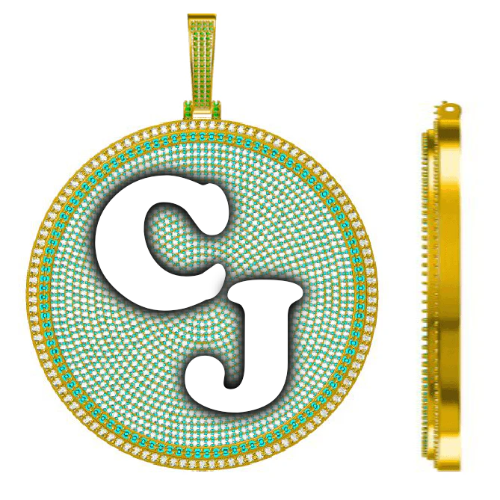 CUSTOM LETTER NECKLACE 3D BIG DISC