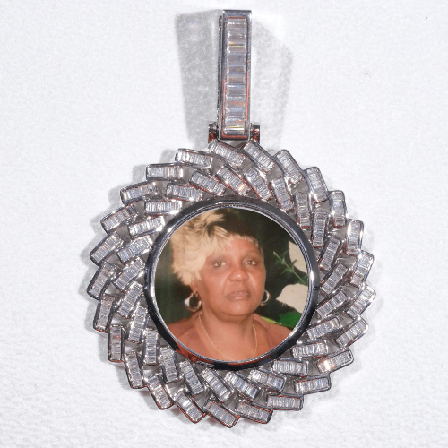 Large 3D Baguette Custom Picture Pendant