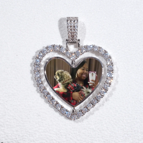 3D Spinning 2-Faced Heart Custom Picture Pendant