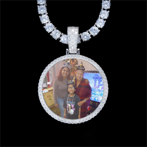 925S & VVS Moissanite 3D Circle Custom Picture Pendant