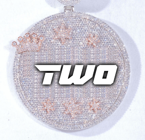 CUSTOM LETTER NECKLACE 3D BIG CROWN DISC
